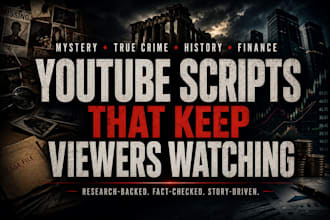 write mystery, finance and history youtube video scripts