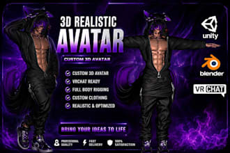 design 3d furry avatar, sfw avatar, vr chat avatar, nsfw avatar, vrchat avatar