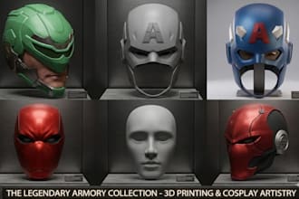 sculpt custom 3d mask, 3d helmet cosplay 3d mask print and paint, ship 3d models