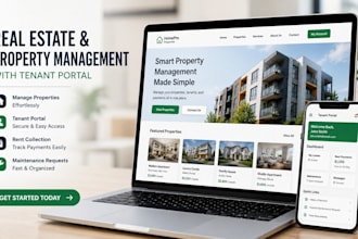 design a real estate and property management website with tenant portal