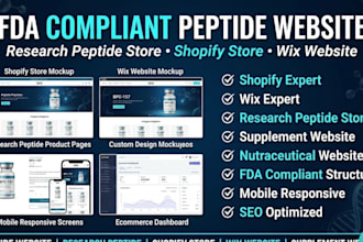 build fda peptide or suplement website, research peptide store on shopify or wix