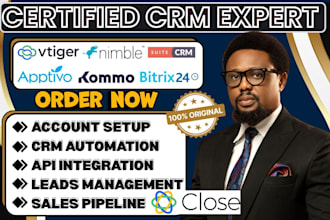 do close io suitecrm vtiger CRM pipedrive bitrix24 kommo nimble CRM automation