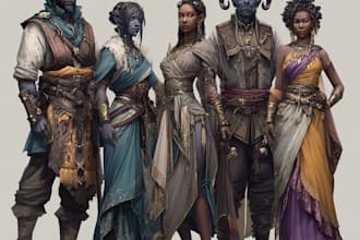 design a dnd party art and group art