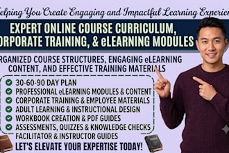 create online course curriculum, corporate training content and elearning module