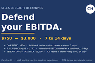 build a sell side quality of earnings report to defend your ebitda