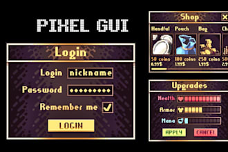 pixel ui pixel art game assets hud gui health bar mana bar screen logo pixel