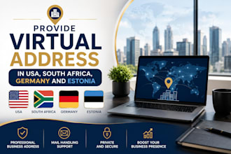 provide virtual address in USA, south africa, germany and estonia