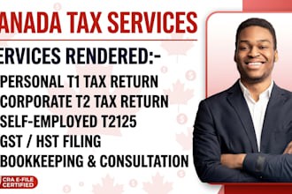 prepare and efile canadian t1 personal and t2 corporate tax returns