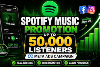 organic spotify music promotion to reach 50k listener on social media promotion