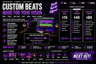 produce a custom rap, trap or pop beat for your song