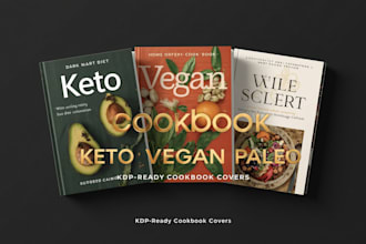 design a keto vegan or paleo diet cookbook cover for KDP