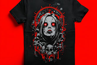 draw dark art, doom, stoner rock style for tshirt