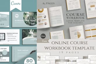 design canva online course slides coaching workbook and webinar PDF templates