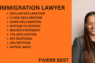 be your immigration lawyer for asylum, vawa, u visa, tps, i751, and waivers