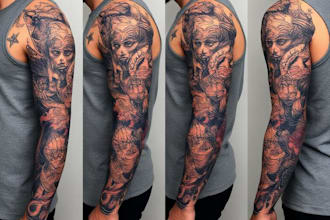 design a custom full tattoo sleeve in my style