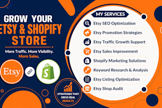 create etsy SEO, etsy promotion, traffic, sales, shopify marketing, growth