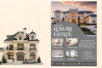 make real estate flyer, property brochure and listing design