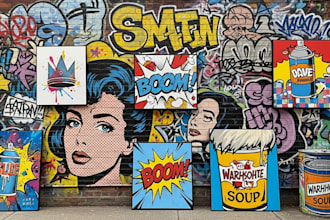 create graffiti pop art canvas designs and murals