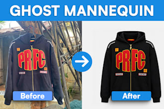 do ghost mannequin, clothing photo editing and retouching