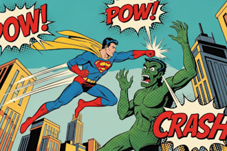 create cool retro comic art design illustration