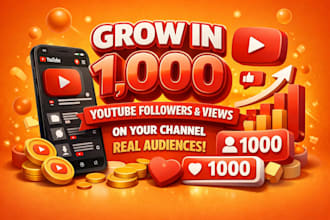 grow in 1k youtube followers, views on your channel real audiences