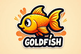 make eye catching gold fish mascot logo in my style