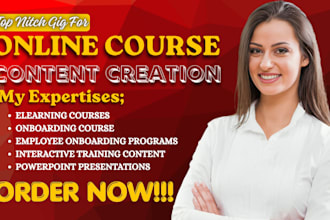 create elearning course content, ppt guide, employee onboarding video