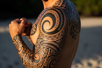 make your sleeve tattoo, tribal tattoo, realistic tattoo