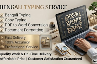 do bangla typing, copy typing and PDF to word conversion