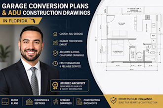 prepare garage conversion plans and adu construction drawings in florida