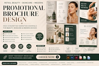design promotional brochure, retail beauty skincare, medspa marketing and sales