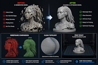 clean up ai generated 3d models for 3d printing