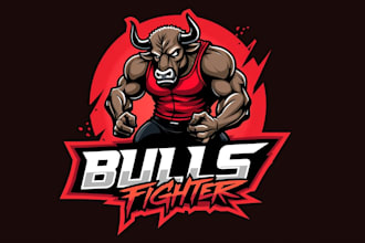 design super bull fighter mascot logo with express delivery