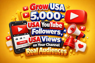 grow in 5,000 youtube followers, views on your channel real audiences