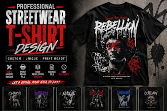 design professional streetwear t shirt graphics