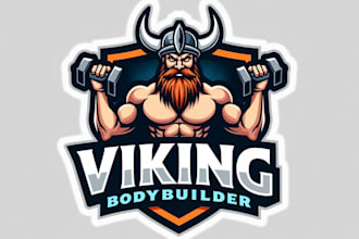 make an amazing viking bodybuilder mascot logo in 12 hours