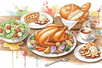 draw watercolor food illustration