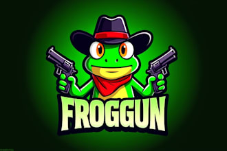 design outstanding frog gunner mascot logo in 12 hours