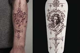create mystical occult tattoo illustration