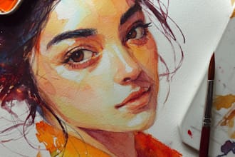 draw a sketchy watercolor portrait, no ai