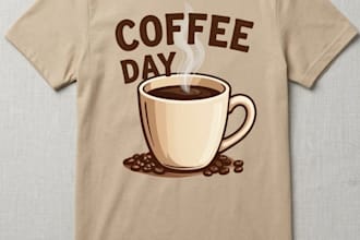 design creative coffee themed t shirt for print on demand