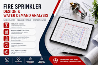 provide fire sprinkler layout water demand analysis