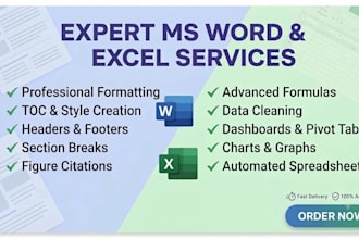do professional ms word and excel formatting