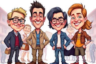 draw artistic cartoon caricatures