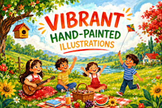 draw vibrant watercolor storybook illustrations