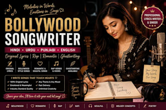 write bollywood hindi urdu punjabi song lyrics and ghostwrite original songs