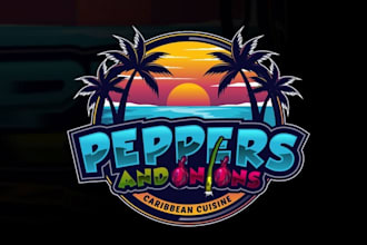design custom caribbean restaurant beach logo