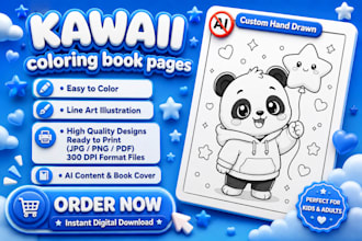 create cute kawaii bold and easy colouring pages for amazon kdp
