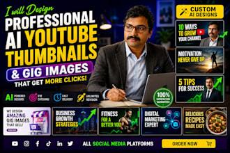 design professional ai youtube thumbnails and gig images