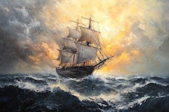 create ship oil painting for you